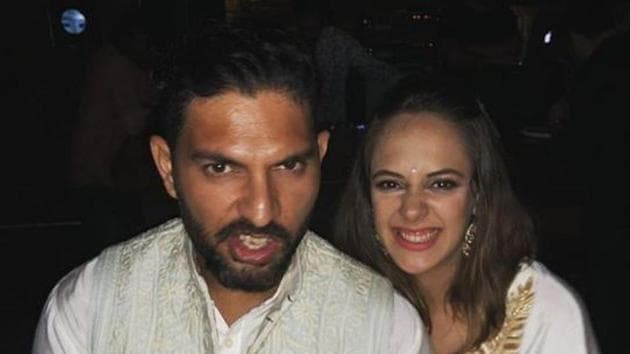 Hazel Keech with husband, cricketer Yuvraj Singh.