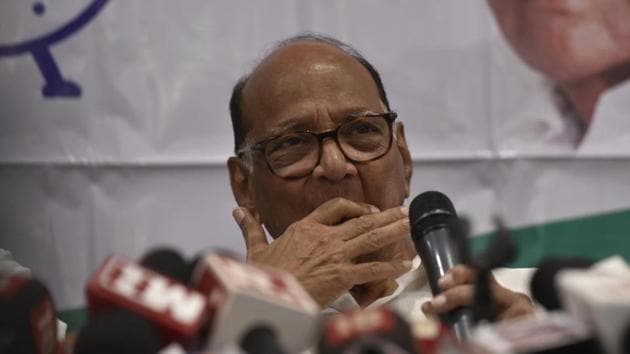 NCP leader Sharad Pawar interacts with media during press conference in Mumbai on Wednesday.(HT Photo by Kunal Patil) NCP leader Sharad Pawar interacts with media during press conference in Mumbai on Wednesday.(HT Photo by Kunal Patil)