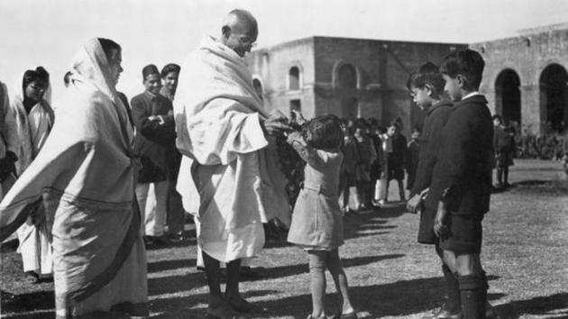 Gandhi at Modern School, Barakhamba Road, 1935. Gandhi writes at length on education, in formal and informal structures, and its role in the development of culture and harmony among people. He writes in his autobiography of the need for Hindi, Sanskrit, Persian, Arabic and English besides the vernacular in schools. A scientific knowledge of one language, he writes, makes knowledge of other languages comparatively easy. (National Gandhi Museum) Gandhi at Modern School, Barakhamba Road, 1935. Gandhi writes at length on education, in formal and informal structures, and its role in the development of culture and harmony among people. He writes in his autobiography of the need for Hindi, Sanskrit, Persian, Arabic and English besides the vernacular in schools. A scientific knowledge of one language, he writes, makes knowledge of other languages comparatively easy. (National Gandhi Museum)