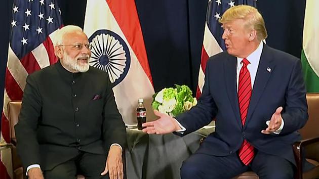 Prime Minister Narendra Modi and US President Donald Trump during a bilateral meeting on the sidelines of UN session in New York on Tuesday. () (ANI Photo) Prime Minister Narendra Modi and US President Donald Trump during a bilateral meeting on the sidelines of UN session in New York on Tuesday. () (ANI Photo)