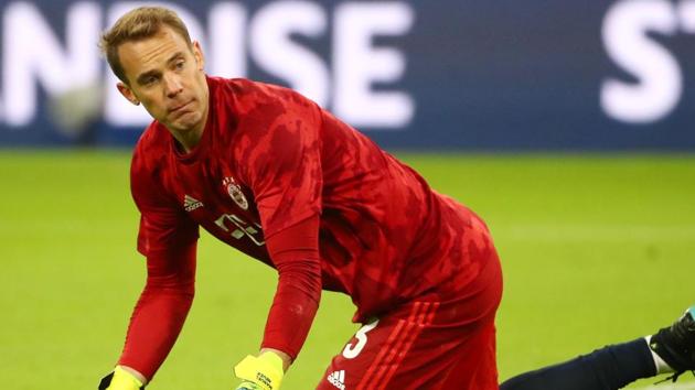 Bayern Munich's Manuel Neuer during the warm up before the match.(REUTERS)