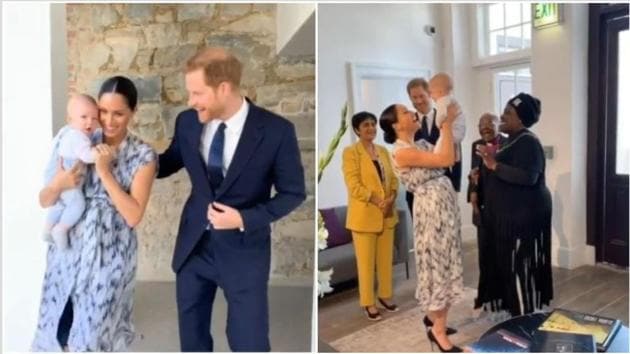 Meghan Markle and Prince Harry with son Archie in South Africa.