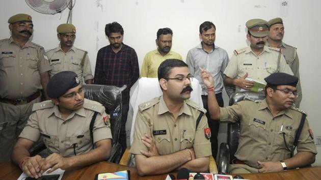 Three men were arrested by Noida police for allegedly murdering their colleague on September 8. (HT Photo) Three men were arrested by Noida police for allegedly murdering their colleague on September 8. (HT Photo)