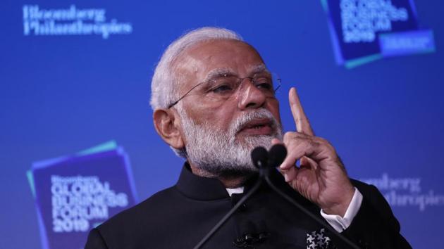 Indian Prime Minister Narendra Modi speaks during the Bloomberg Global Business Forum in New York .(Reuters Photo)