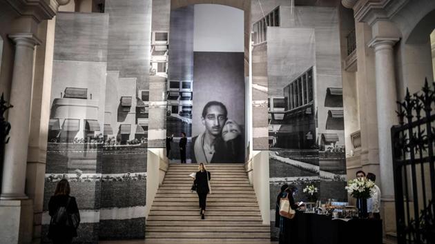 A visitor climbs the stairs as she arrives to view the opening of ‘The Modern Maharajah’ exhibition at the Museum of Decorative Arts in Paris. The exhibition tells the story of the Maharaja of Indore Yeshwant Rao Holkar II and his wife Sanyogita Devi of Indore who spent much of their time in Europe and the US, becoming the patrons of many artists and designers of their day. (Stephane De Sakutin / AFP)