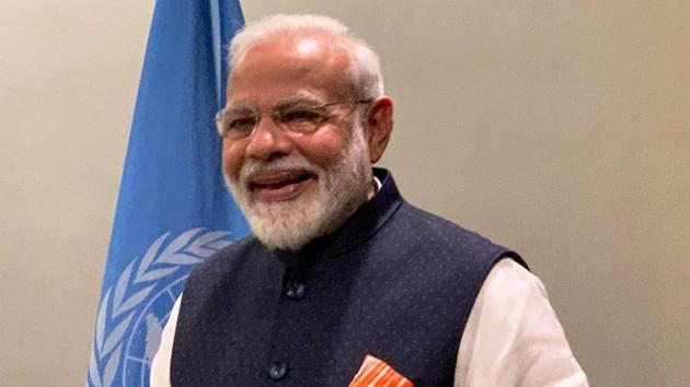 At the United Nations General Assembly on Friday, PM Modi outlined that the government would ensure tapped water for 15 crore households in the next five years.(TWITTER.)