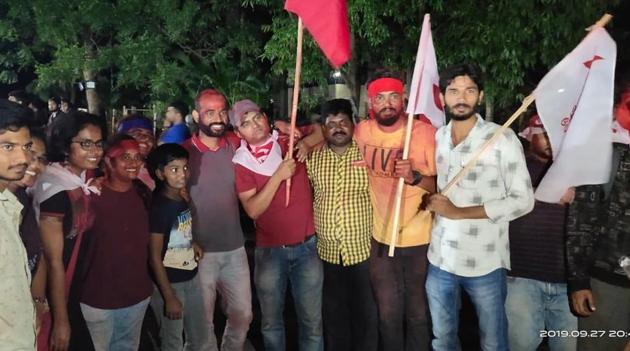 The alliance of the Student Federation of India (SFI), Dalit Students Union (DSU), Ambedkar Students Association (ASA) and Tribal Students’ Forum (TSF) bagged all the key posts of president, vice-president, general secretary and joint secretary. (HT PHOTO.) The alliance of the Student Federation of India (SFI), Dalit Students Union (DSU), Ambedkar Students Association (ASA) and Tribal Students’ Forum (TSF) bagged all the key posts of president, vice-president, general secretary and joint secretary. (HT PHOTO.)