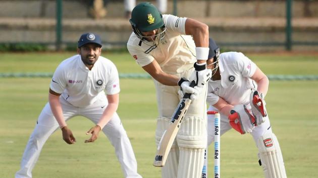 Aiden Markram of South Africa plays a shot.(PTI)