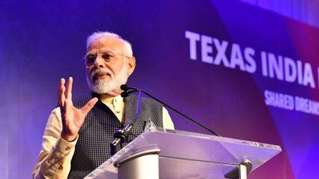 Prime Minister Narendra Modi in Houston, US, September 22, 2019(PTI) Prime Minister Narendra Modi in Houston, US, September 22, 2019(PTI)