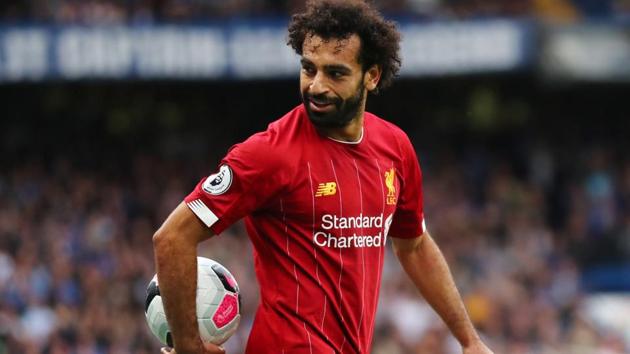 Liverpool's Mohamed Salah during the match.(REUTERS)