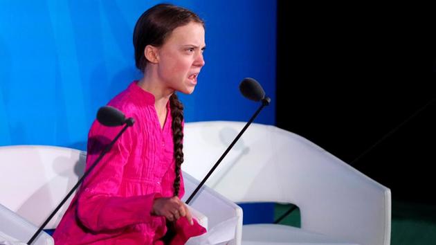 16-year-old Swedish Climate activist Greta Thunberg speaks at the 2019 United Nations Climate Action Summit at UN headquarters in New York City, New York, US. (Carlo Allegri / REUTERS) 16-year-old Swedish Climate activist Greta Thunberg speaks at the 2019 United Nations Climate Action Summit at UN headquarters in New York City, New York, US. (Carlo Allegri / REUTERS)