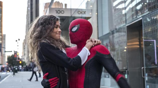 This image released by Sony Pictures shows Zendaya, left, and Tom Holland in a scene from Spider-Man: Far From Home.(AP)