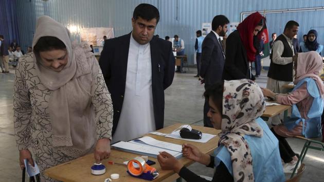The vote marks the culmination of a bloody election campaign that is seen as a two-horse race between President Ashraf Ghani and his bitter rival Abdullah Abdullah, the country’s chief executive.(AP Photo) The vote marks the culmination of a bloody election campaign that is seen as a two-horse race between President Ashraf Ghani and his bitter rival Abdullah Abdullah, the country’s chief executive.(AP Photo)