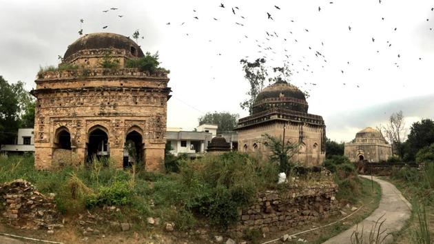 A tomb at Tauru, Nuh district, in Gurugram, Haryana. The Department of Archaeology and Museums, Haryana, has proposed to take a tomb complex comprising seven tombs from the 14th to 15th century AD under state protection. (Parveen Kumar / HT Photo) A tomb at Tauru, Nuh district, in Gurugram, Haryana. The Department of Archaeology and Museums, Haryana, has proposed to take a tomb complex comprising seven tombs from the 14th to 15th century AD under state protection. (Parveen Kumar / HT Photo)