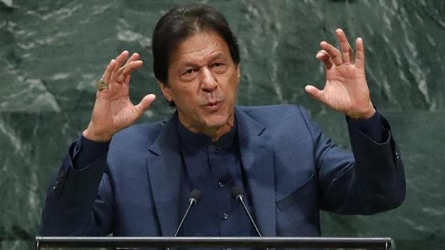 Pakistan PM Imran Khan addresses the 74th session of the United Nations General Assembly at U.N. headquarters in New York, U.S., September 27, 2019.(Reuters photo)