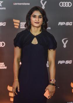 Indian wrestler Vinesh Phogat arrives for the Indian Sports Honours awards. (PTI)