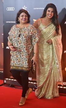 Priyanka Chopra with mother Madhu Chopra arrives at the Indian Sports Honours awards. (PTI)