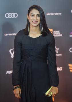 Indian cricketer Smriti Mandhana arrives for the Indian Sports Honours awards in Mumbai. (PTI)
