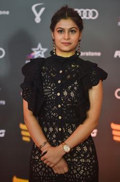 Indian shooter Manu Bhaker arrives for the Indian Sports Honours awards. (PTI)