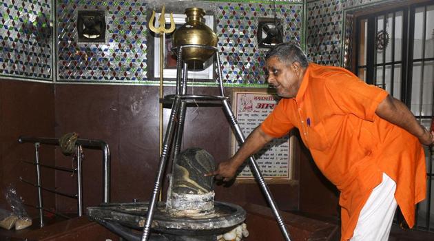 The accused used a pair of pliers to remove the silver-coating on the shivling. They also stole the silver snake covering it.(HT PHOTO) The accused used a pair of pliers to remove the silver-coating on the shivling. They also stole the silver snake covering it.(HT PHOTO)
