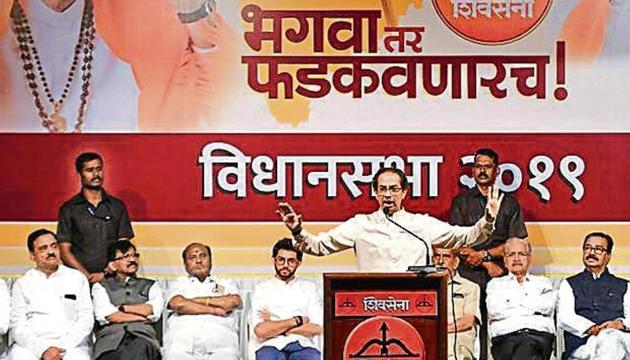 Shiv Sena chief Uddhav Thackeray at a meeting of office-bearers in Mumbai on September 28.(PTI) Shiv Sena chief Uddhav Thackeray at a meeting of office-bearers in Mumbai on September 28.(PTI)