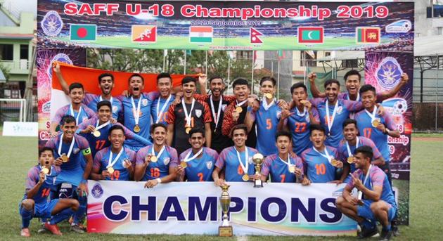 India U-18 claim maiden SAFF title. (India Football/Twitter) India U-18 claim maiden SAFF title. (India Football/Twitter)