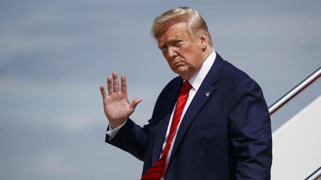 President Donald Trump waves to reporters as he steps off Air Force One after arriving at Andrews Air Force Base, in Andrews Air Force Base, Md. A whistle blew, an impeachment inquiry swung into motion and the president at the center of it all rose defiantly to his own defense, not always in command of the facts. (AP) President Donald Trump waves to reporters as he steps off Air Force One after arriving at Andrews Air Force Base, in Andrews Air Force Base, Md. A whistle blew, an impeachment inquiry swung into motion and the president at the center of it all rose defiantly to his own defense, not always in command of the facts. (AP)
