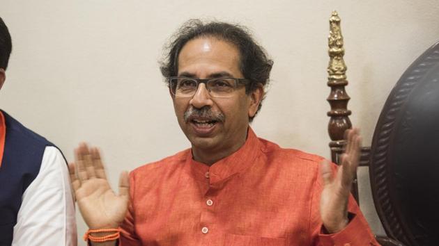 Shiv Sena chief Uddhav Thackeray on Saturday recalled the “promise” he had made to his late father Bal Thackeray to install a ‘Shiv sainik’ (party worker) as chief minister of Maharashtra.(Aalok Soni/HT PHOTO)