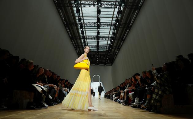 A model presents a creation by Swiss designer Albert Kriemler as part of his Spring/Summer 2020 women's ready-to-wear collection show for fashion house Akris during the Paris Fashion Week in Paris, France, September 29, 2019. REUTERS/Gonzalo Fuentes (REUTERS)