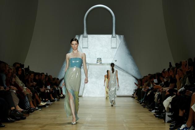 A model presents a creation by Swiss designer Albert Kriemler as part of his Spring/Summer 2020 women's ready-to-wear collection show for fashion house Akris during the Paris Fashion Week in Paris, France, September 29, 2019. REUTERS/Gonzalo Fuentes (REUTERS)