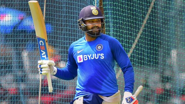 Rohit Sharma during a practice session.(PTI)