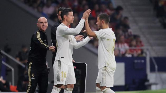 Real Madrid's James Rodriguez comes on as a substitute to replace Eden Hazard.(REUTERS)