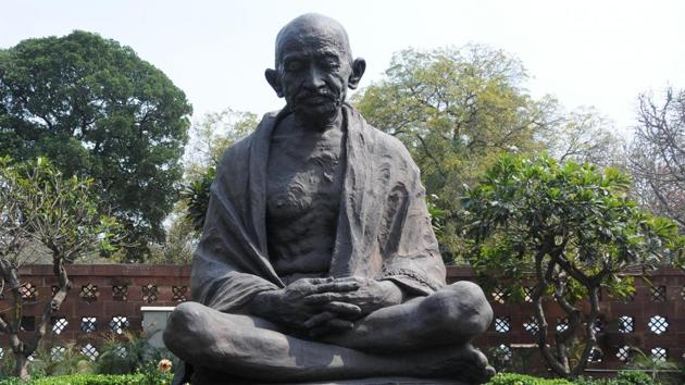 Mahatma Gandhi statue in the Parliament premises.(IANS)