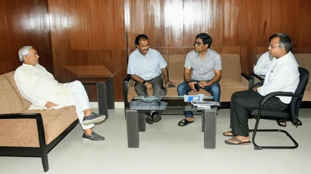 Chief minister Nitish Kumar on Sunday held a meeting with district collectors to review the situation and directed them to provide all possible relief, said state water resources minister Sanjay Kumar Jha. “We are making all possible efforts. I would appeal to the people of the state to have patience and courage,” the CM told reporters in Patna. (Santosh Kumar / HT Photo)