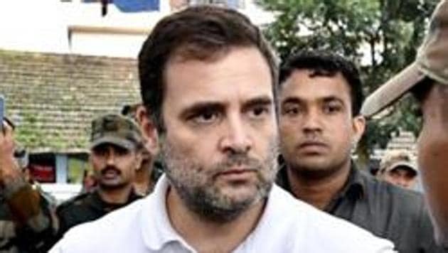 Congress leader Rahul Gandhi urged both state and central governments to safeguard the interests of the local community.(PTI PHOTO.) Congress leader Rahul Gandhi urged both state and central governments to safeguard the interests of the local community.(PTI PHOTO.)