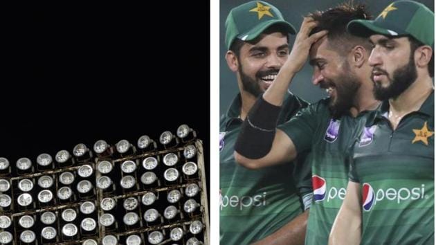 Floodlights went out during 2nd ODI between Pakistan and Sri Lanka. (SL Twitter/AP/HT Collage) Floodlights went out during 2nd ODI between Pakistan and Sri Lanka. (SL Twitter/AP/HT Collage)