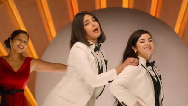 Priyanka Chopra and Zaira Wasim in a still from The Sky Is Pink song Pink Gulaabi Sky.