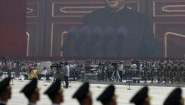 Chinese President Xi Jinping delivering a speech at the start of a parade to mark the 70th anniversary of the founding of the People's Republic of China, in Beijing.(AP Photo) Chinese President Xi Jinping delivering a speech at the start of a parade to mark the 70th anniversary of the founding of the People's Republic of China, in Beijing.(AP Photo)