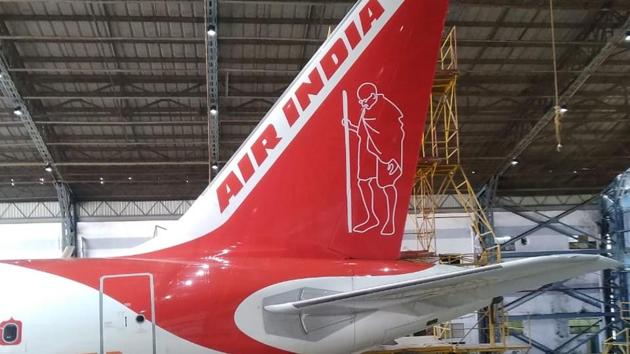 Air India’s A320 aircraft was painted at the airline’s hangar based at Delhi’s Indira Gandhi International Airport (IGI). (HT photo) Air India’s A320 aircraft was painted at the airline’s hangar based at Delhi’s Indira Gandhi International Airport (IGI). (HT photo)