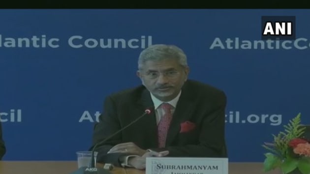External Affairs Minister S Jaishankar at the Atlantic Council round table in Washington on Tuesday.(ANI) External Affairs Minister S Jaishankar at the Atlantic Council round table in Washington on Tuesday.(ANI)