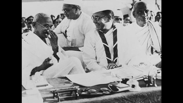 Gandhi and Bose during a political meeting in Haripura, March 02, 1938. Gandhi did not want Bose to have a second term as Congress president and when Bose won against Gandhi’s chosen candidate Pattabhi Sitaramayya, Gandhi refused to cooperate with Bose in forming a working committee. This situation forced Bose to resign as president and eventually leave the Congress to form his own political party. (Courtesy National Gandhi Museum)