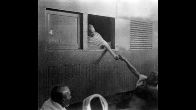 Mahatma Gandhi seen collecting funds for Harijans in Assam, January 1946. Assam was unsure about her own political future; the air was also thick with communal polarisation. When the British Cabinet Mission plan created a political imbroglio, Gandhi sided with Assam and asked the people to remain steadfast. (Courtesy National Gandhi Museum)