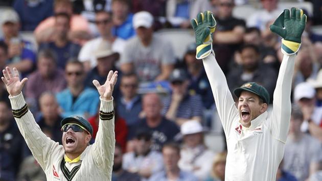 Australia's captain Tim Paine, right, and Australia's David Warner (AP) Australia's captain Tim Paine, right, and Australia's David Warner (AP)
