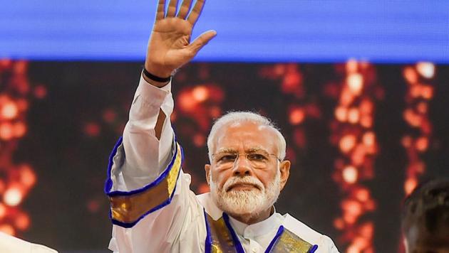 Prime Minister Narendra Modi at the 56th annual convocation of the Indian Institute of Technology (IIT) Madras in Chennai on Monday. (PTI Photo) Prime Minister Narendra Modi at the 56th annual convocation of the Indian Institute of Technology (IIT) Madras in Chennai on Monday. (PTI Photo)