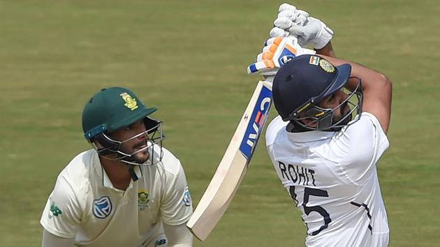 Visakhapatnam: India's Rohit Sharma plays a shot on the 1st day of the first cricket Test match against South Africa.(PTI)