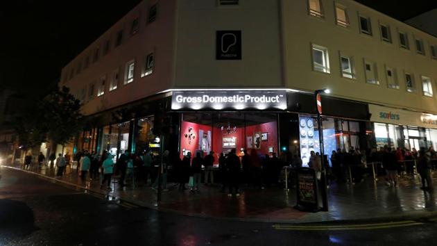 Original artworks by British artist Banksy form part of an installation inside a shop front, ahead of an online sale, in Croydon, Britain. Banksy said that proceeds would go towards buying a new migrant rescue boat to replace one confiscated by Italy. (REUTERS)