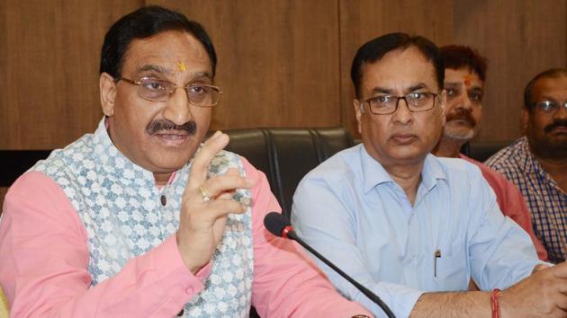 Union Human Resource Minister Ramesh Pokhriyal Nishank(HT File)