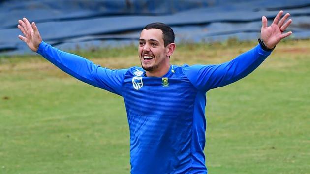 South Africa’s Quinton de Kock during a practice session.(PTI)