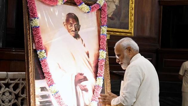 Prime Minister Narendra Modi declared rural India open-defecation free (ODF) on the 150th birth anniversary of Mahatma Gandhi .(ANI Photo)