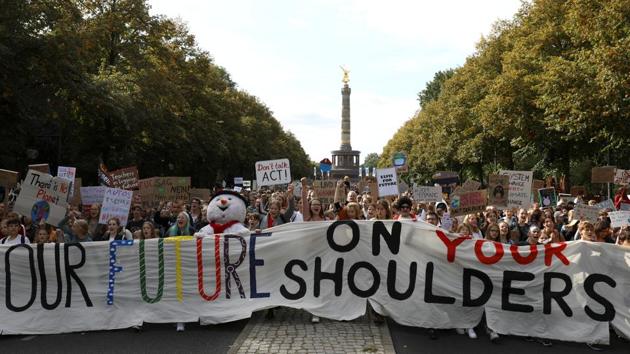 Students take part in the Global Climate Strike of the Fridays for Future movement in Berlin, Germany.(Reuters)